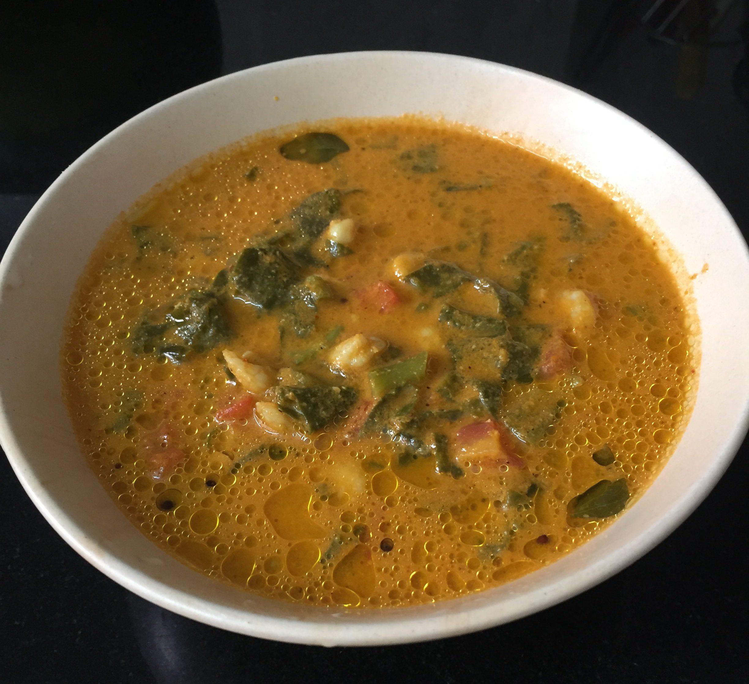 Mangalore Spinach and Shrimp Curry